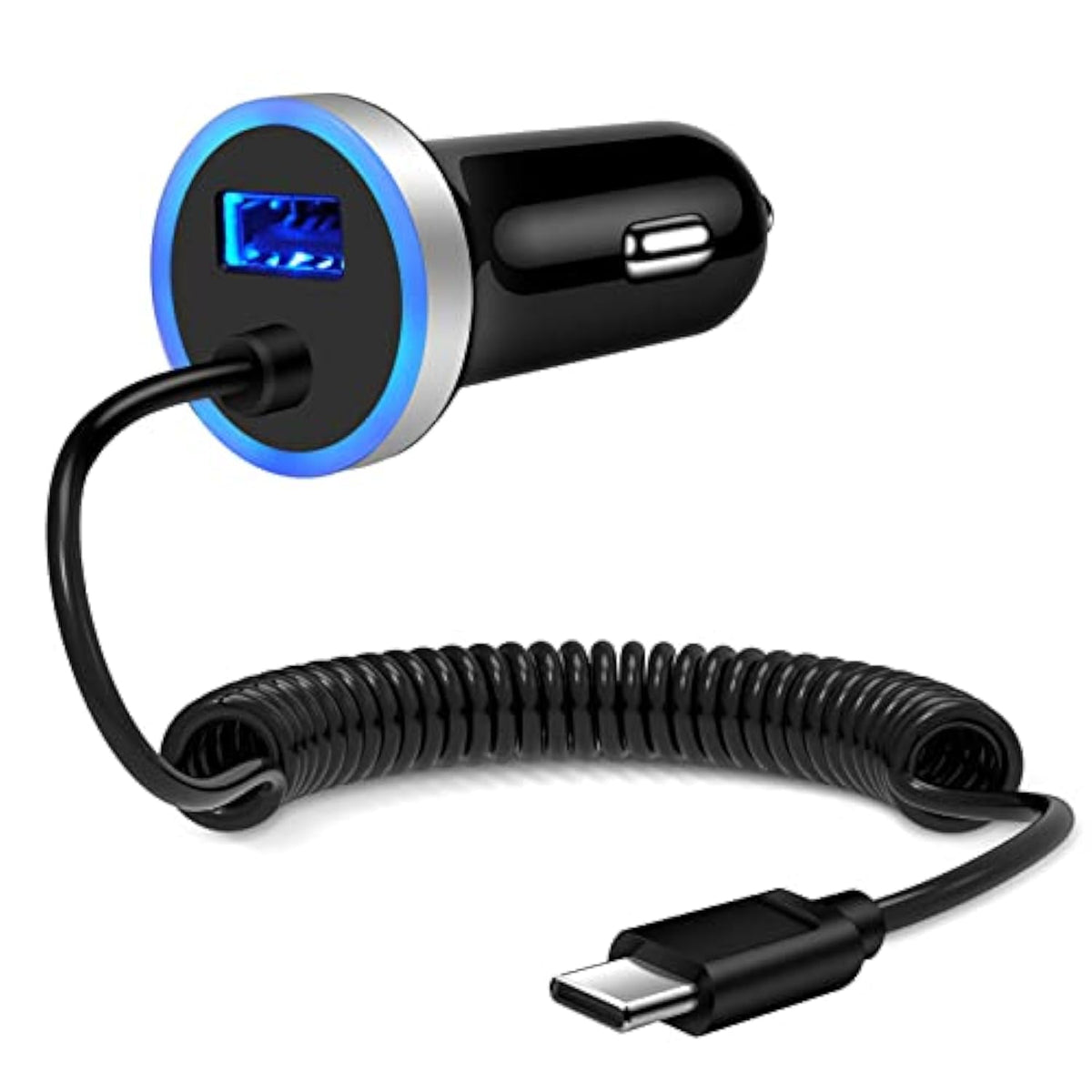 Usb C Car Charger,3.4A Fast Car Charging Lighter Adapter+3Ft Type C Coiled Cable For Samsung Galaxy S25 S24 S23 A17 A56 A36 A26 A16 A55 A35 A25 A15 A54 A14 A13 A23 A53 S22 S21,Pixel 9 8A 8 Pro 7A 7 6