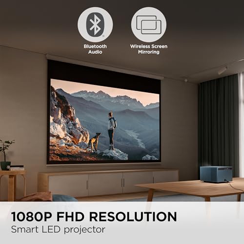 Lx60Hd 1080P Led Portable Projector With Built-In Google Tv, H/V Keystone, Auto Focus, Bluetooth, And Wi-Fi For Smart Home Theater