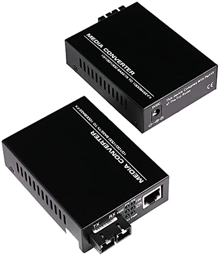 A Pair 2 Pack Multi-Mode Dual Sc Fiber Gigabit Fast Ethernet Media Converter, Mini 1X 10/100/1000Base-T Rj45 To 1000Base-Sc Slot Converter Transceiver, Up To 2Km 850-1310-Nm, Ac 100V~240V
