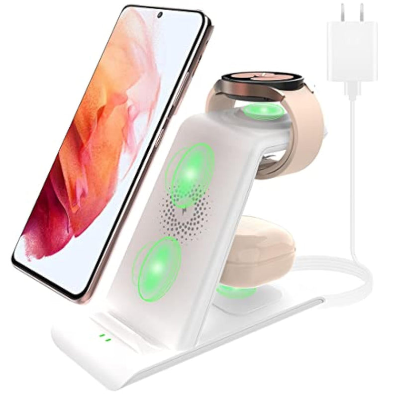 Wireless Charging Station For Samsung Galaxy Watch 7/6/5 Pro/4/3 Active 2/1, S25 Ultra/S25/S24/S23/S22/S21/S20/S10, Note20/10/9/8, Buds3/2 Pro/Live - Multiple Devices Charger Stand