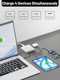USB C Charging Station 67W, 4-Port Slim USB C Charger Block for iPhone 17/16/15, MacBook Air/Pro with 5ft Extension Cord, 3 USBC, 1 USB-A, Fast