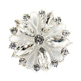 10 Pcs Silver Hollow Metal Flower Rhinestone Petals Sewing Coat Button
