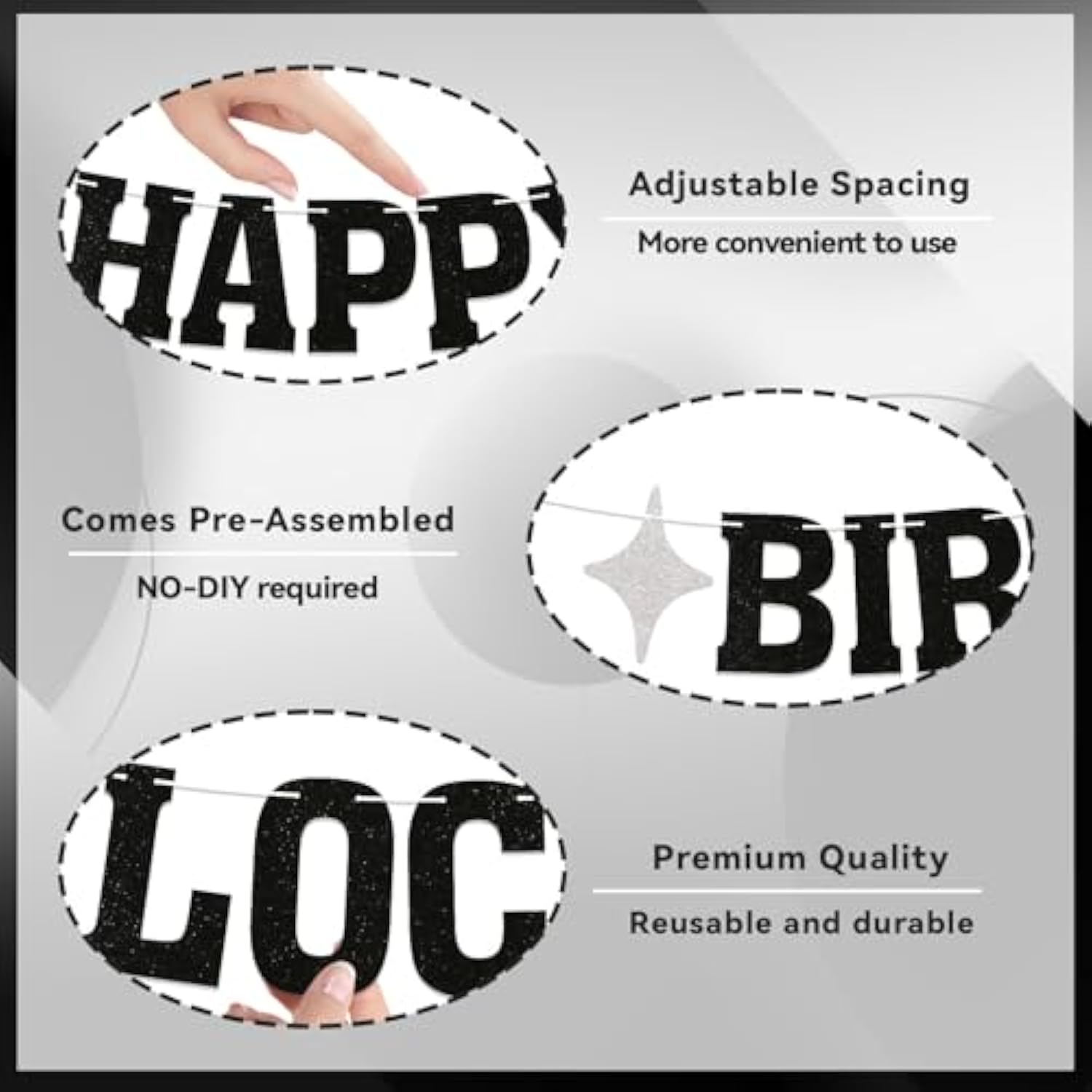 Happy Birthday Loca Banner Black Glitter Vampire Theme Funny Party Decor