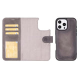 For Iphone 16 Pro Max Case For Women&Men Magsafe Compatible, Premium Leather Wallet, Detachable Magnetic Flip Cover, Card Holder, Rfid, Kickstand, Drop/Impact Protection 6.9", Gray