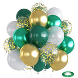 35pcs Green Gold White Balloons with Confetti for Jungle Safari & Party Decor