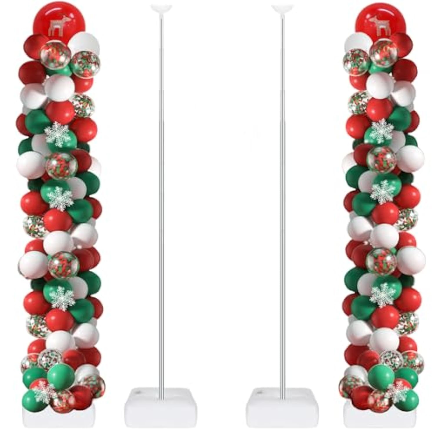 2 Set Balloon Column Stand Kit For Floor, 2025 Updated Balloon Tower Stand Kit With Heavy Base, Adjustable Metal Balloon Stand For Party Decoration