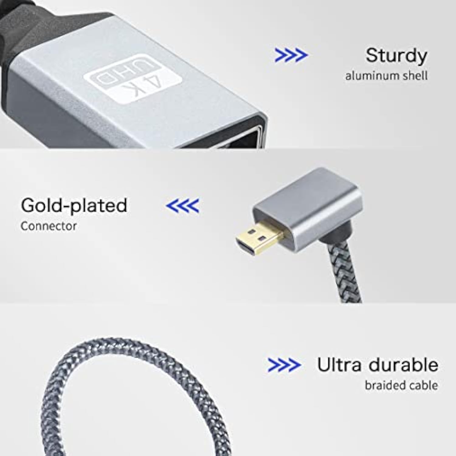 4K Micro Hdmi To Hdmi Adapter Cable,90 Degree Down Angle Micro Hdmi Male To Hd