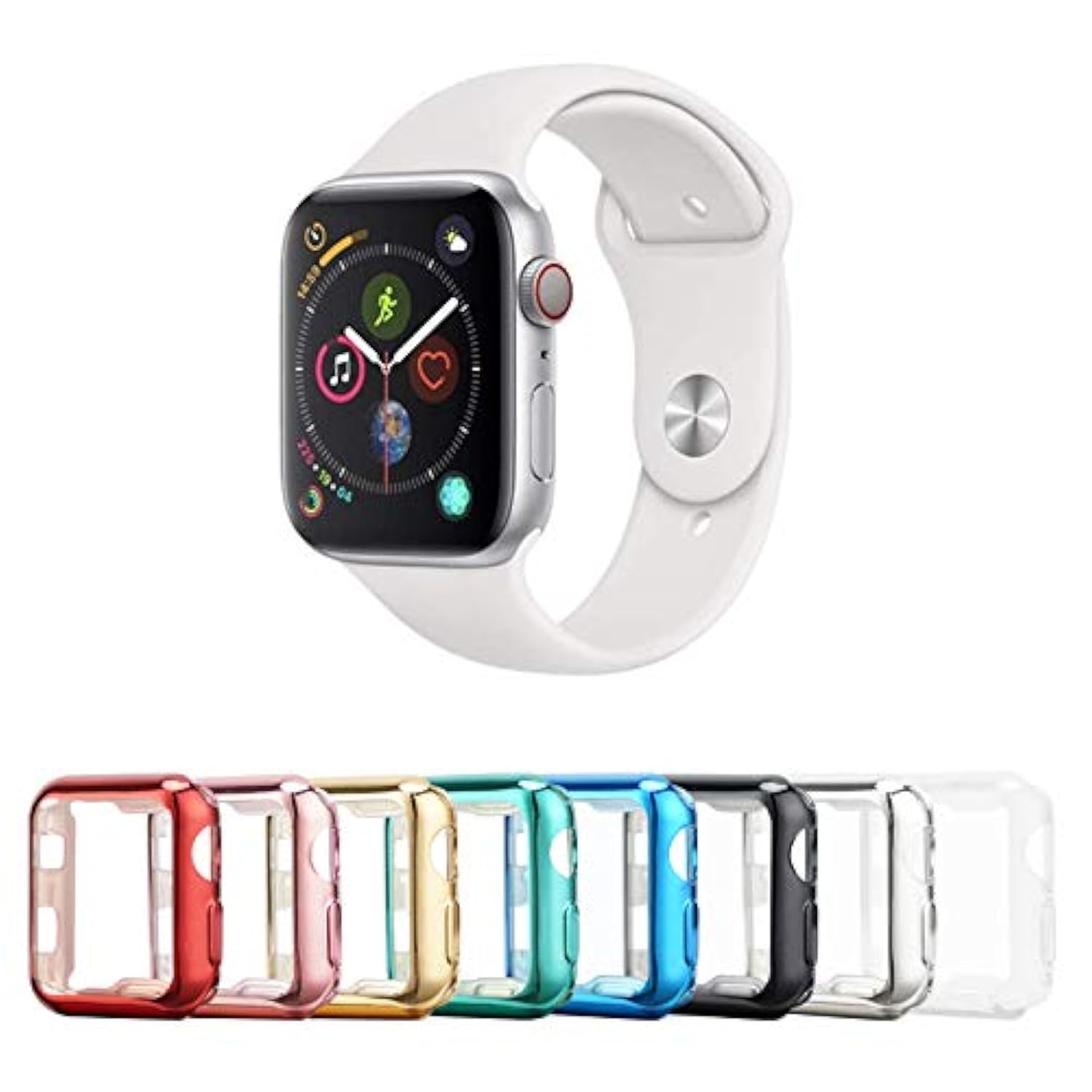 38Mm Case Compatible With Apple Watch Screen Protector With Built-In Hd Clear Ultra Thin Tpu Cover For Apple Watch Series 2 And Series 3 (Clear+Black+Gold+Rose Gold+Red+Blue+Green+Silver)