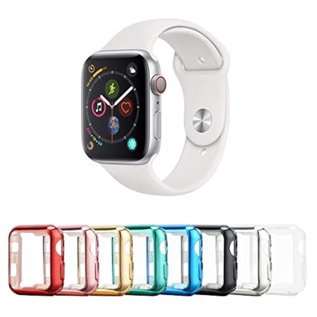 38Mm Case Compatible With Apple Watch Screen Protector With Built-In Hd Clear Ultra Thin Tpu Cover For Apple Watch Series 2 And Series 3 (Clear+Black+Gold+Rose Gold+Red+Blue+Green+Silver)