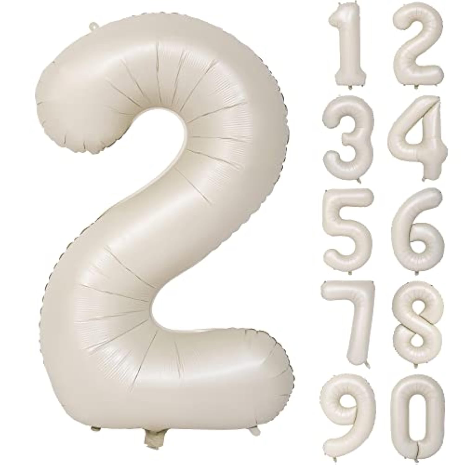 40" Cream White Number 2 Balloon – Helium Foil Mylar for Birthday & Party Decorations