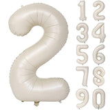 40" Cream White Number 2 Balloon – Helium Foil Mylar for Birthday & Party Decorations