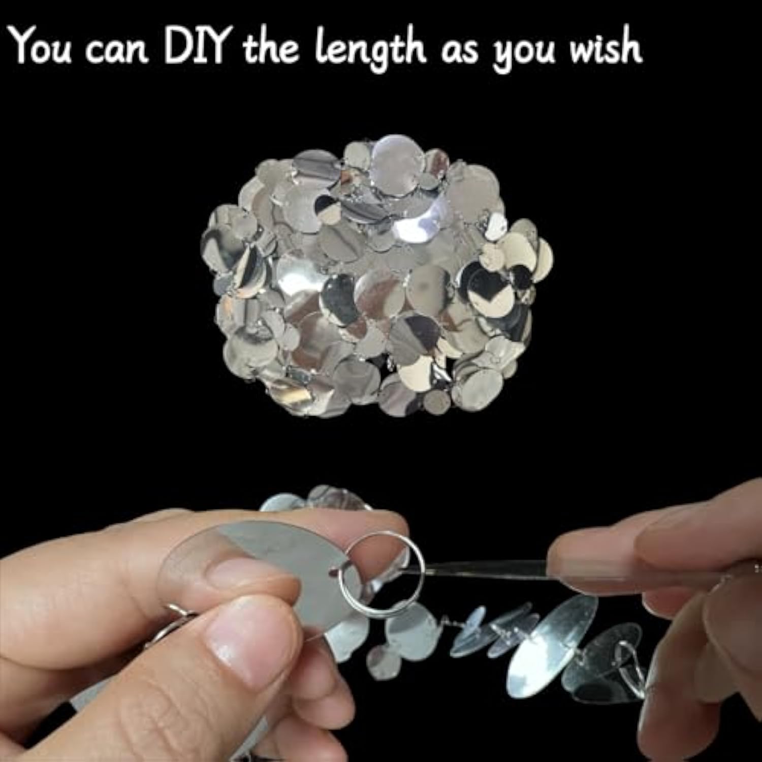 Silver Shimmer Wall Backdrop, 20 Packs Silver Sequin Curtain Circle Dots Garland For Wedding, Birthday, Bachelorette Party, 70S 80S 90S Theme Disco Party Decorations Supplies