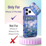 iPhone 17 Pro Max Case 6.9 Inch - Ring Stand & Camera Cover Aesthetic Cute Designed Water Lily Phone Case for Women Girls