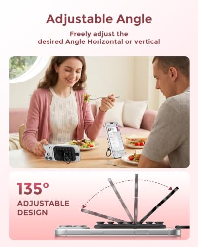 Magnetic Phone Grip for MagSafe, Magsafe Suction Phone Grip with Silicone Cup, Dual Ring Phone Holder for Mirror Selfie & Video Recording, Removable