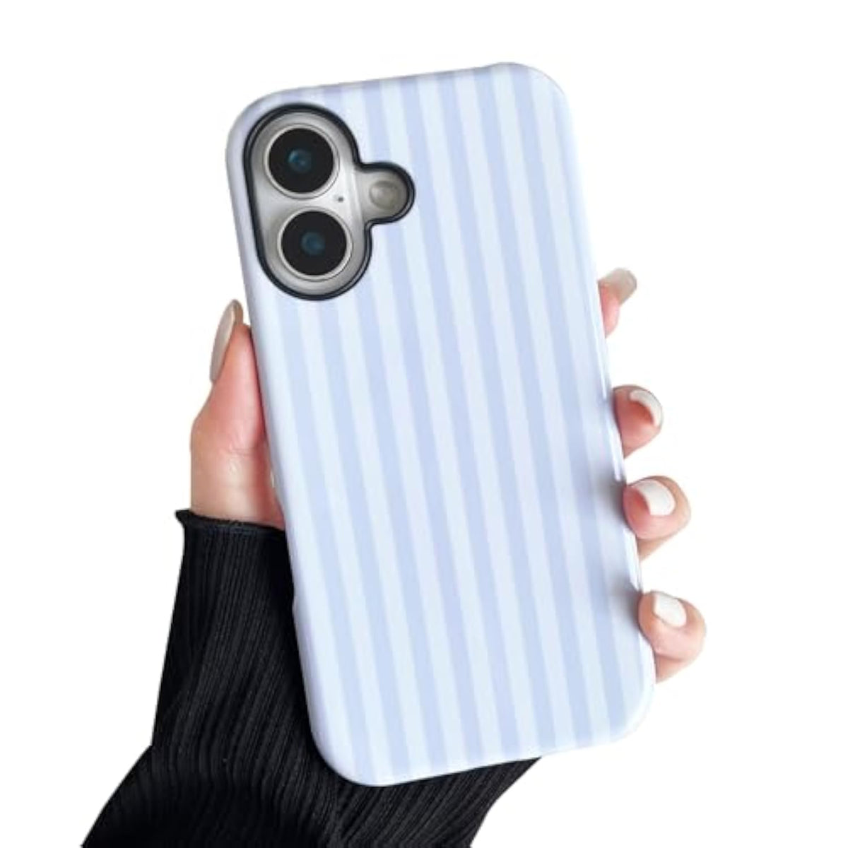 Cute Striped Phone Case for Women Compatible with iPhone 17 - 6.3" White
