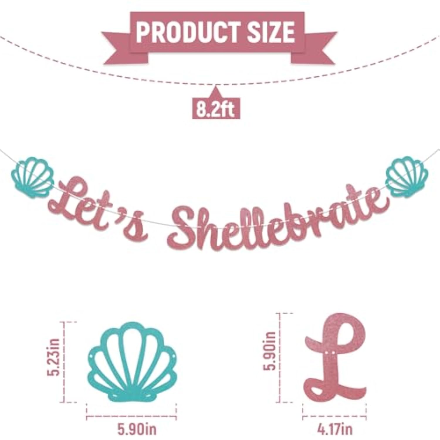 Let'S Shellebrate Banner - Seashell Bridal Shower Bachelorette Party Decor, Mermaid Baby Shower Birthday Party Decorations Rose Gold