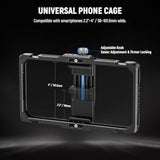 NEEWER Universal Phone Cage Video Rig with Bluetooth Shutter Side Handle Comfort Grips, Smartphone Stabilizer for Video Recording Compatible with iPhone 16 15 Pro Max 15 Pro Galaxy S24 Ultra, PA009E