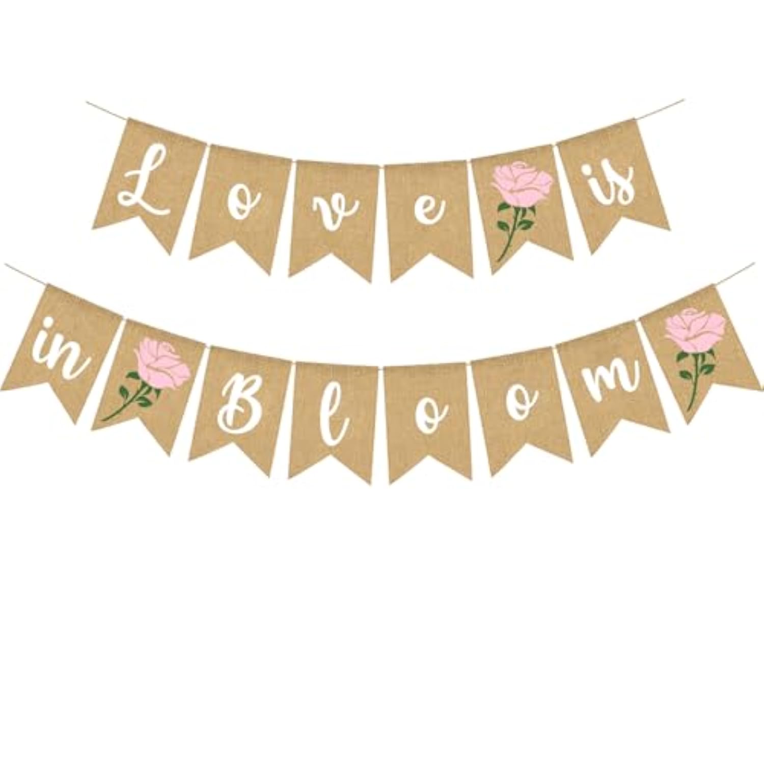 Love Is In Bloom Banner Floral Bridal Shower Decoration Flower Burlap Garlands Blooming Shower Supplies, Pink