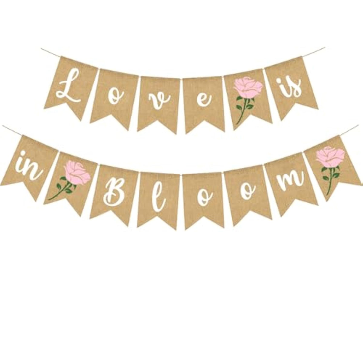 Love Is In Bloom Banner Floral Bridal Shower Decoration Flower Burlap Garlands Blooming Shower Supplies, Pink