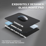 Glass Gaming Mouse Pad-13.8''X9.8''| Non-Slip Base, Ultra-Smooth Gaming & Office Mouse Pad- Professional Precision Mat For Esports, Quiet Movement, Black