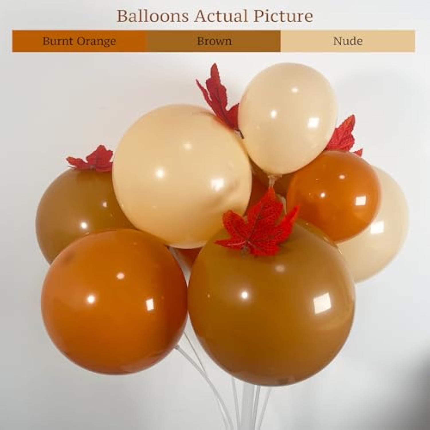 117pcs Fall Balloon Arch Kit Burnt Orange Brown Nude Balloons with Leaves for Autumn Party