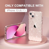 Compatible With Iphone 13 Case, Women Glitter Bling Sparkly Case Bumper, [2 X Diamond Camera Lens Protectors] [Non-Yellowing Shockproof Protective Cover] 6.1-Inch 2021 (Glitter Clear)