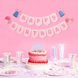 Pink Happy Birthday Banner Bubble Gum Girls Birthday Party Decorations
