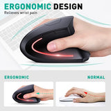 Bluetooth And 2.4G (2-In-1) Rechargeable Wireless Mouse, Ergonomic Vertical Design, 1000/1200/1600 Dpi, 6 Silent Buttons, For Laptop, Computer, Pc, Macbook, Chromebook-Black