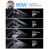 2-Pack 90W Usb C Car Charger,[Super Mini Metal] Car Charger Fast Charging Adapter Pd+Qc3.0 Dual Port Type C Car Cigarette Lighter Usb Compatible Iphone 16 15 14 Pro Max Ipad Samsung S25