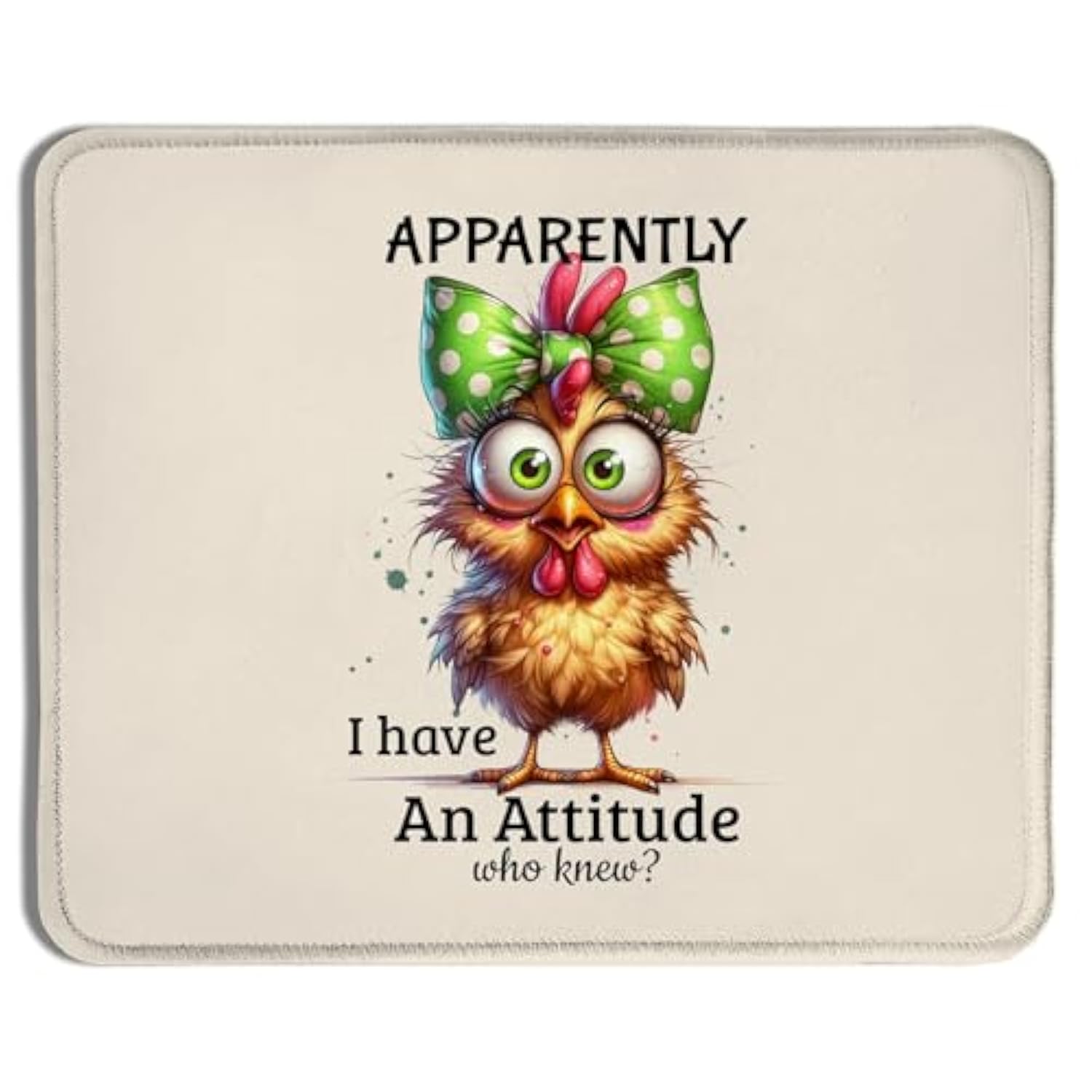 Funny Chicken Mouse Pad 9.5X7.9 Inch, Funny Chicken Gifts,Coquette Green Bow Chicken Mouse Pads For Wireless Mouse Computers Laptop Desk Accessories, Chicken Gifts For Women Chicken Lovers