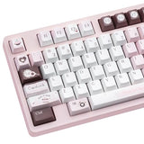 130 Keys Pink Cute Keyboard Keycaps Set, Custom Pbt Cherry Profile Keycap, Thick Dye Sub Keycaps Kawaii, White Chocolate Keycap Brown, Kawaii Key Caps For Ansi/Iso Mechanical Keyboard