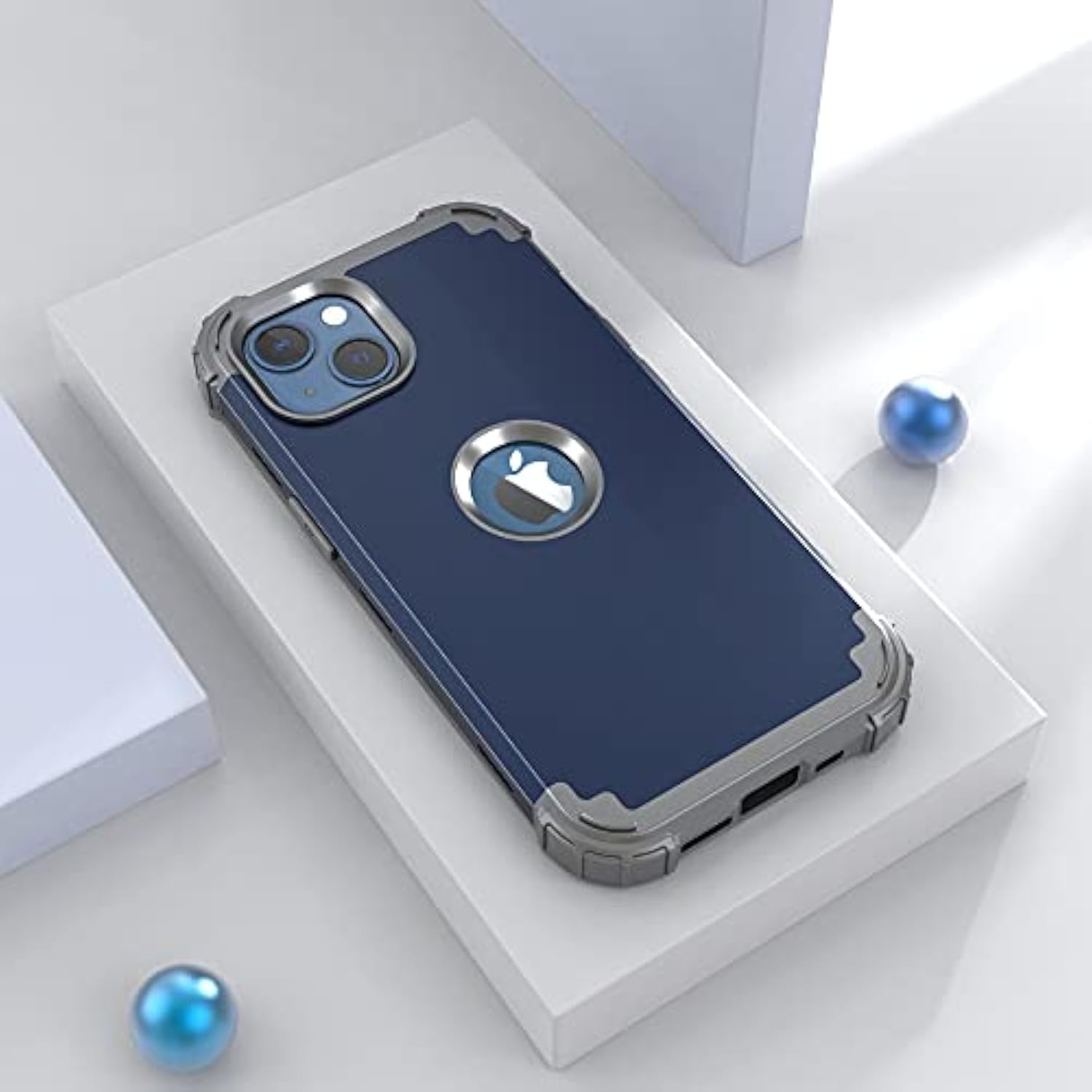 For Iphone 13 Case With Screen Protector, For Iphone 14 Case, Hybrid Shockproof Heavy Duty Protection Hard Pc Cover Soft Silicone Sturdy Bumper Full Body Cover For Iphone 13/14 6.1",Blue