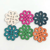 100Pcs Wooden Craft Buttons Vintage Cartoon Daisy Buttons 4 Holes Sewi