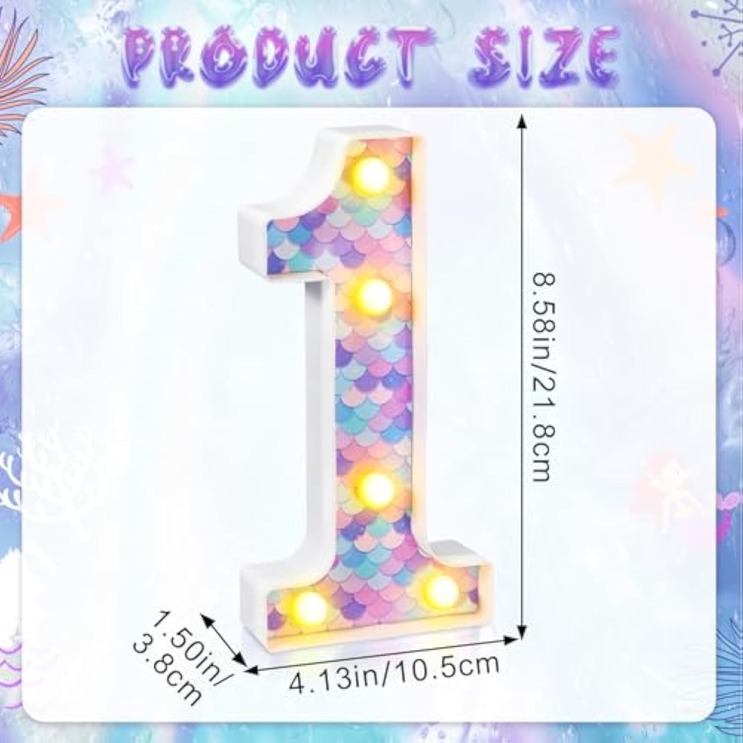 Mermaid Birthday Party Decoration, Decorative Led Glowing Numbers Mermaid Theme Marquee Digital Lights Table Centerpiece For Kids Under The Sea Birthday Baby Shower Party Decoration(1)
