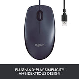 B100 Wired Mouse For Computer And Laptop, Usb Corded Mouse, Right Or Left Hand Use - Black