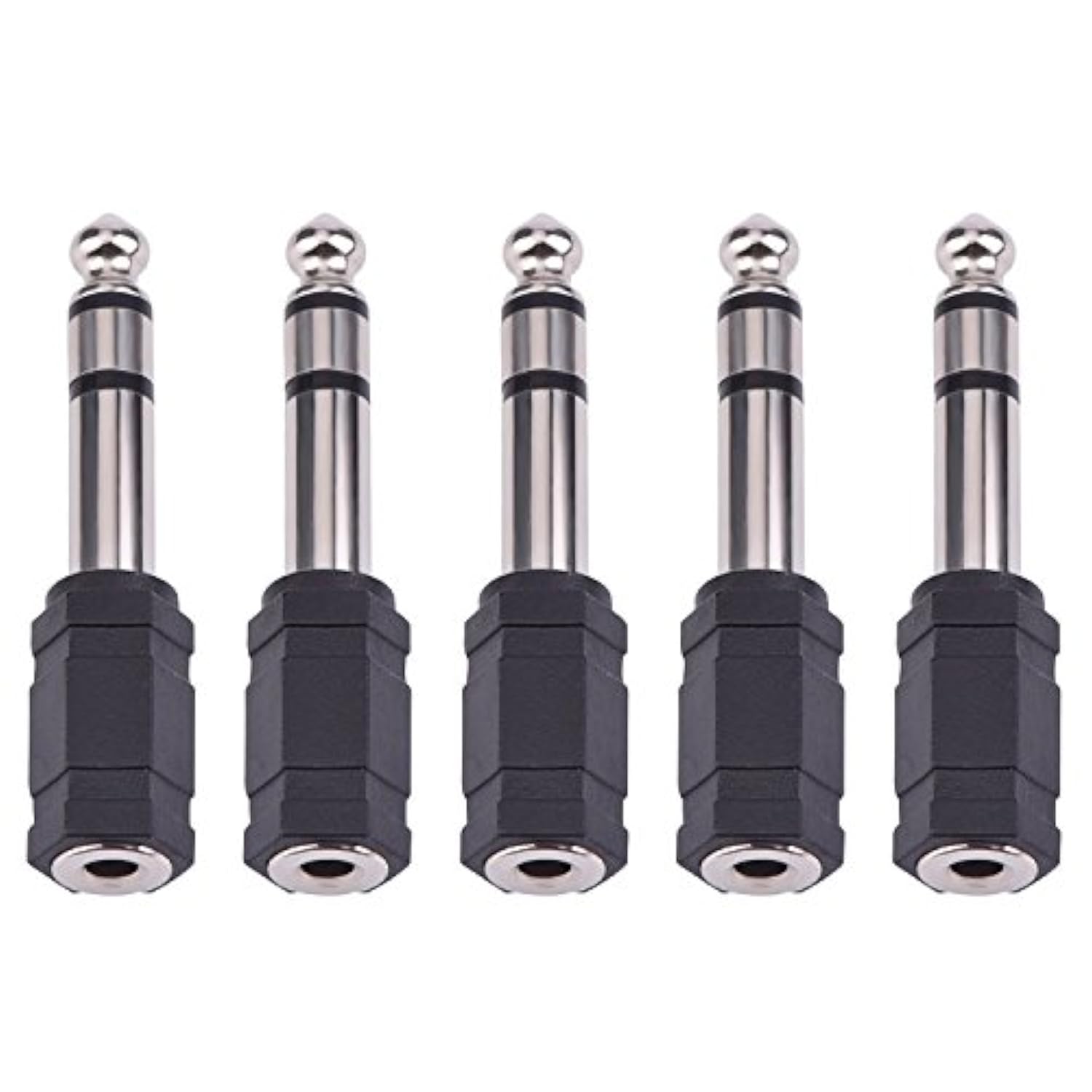 eBoot 6.35mm to 3.5mm Adapter 6.35 mm (1/4 Inch) to 3.5 mm (1/8 Inch) Adapter Female Stereo Audio Earphone, 5 Pieces, Black