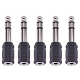 eBoot 6.35mm to 3.5mm Adapter 6.35 mm (1/4 Inch) to 3.5 mm (1/8 Inch) Adapter Female Stereo Audio Earphone, 5 Pieces, Black