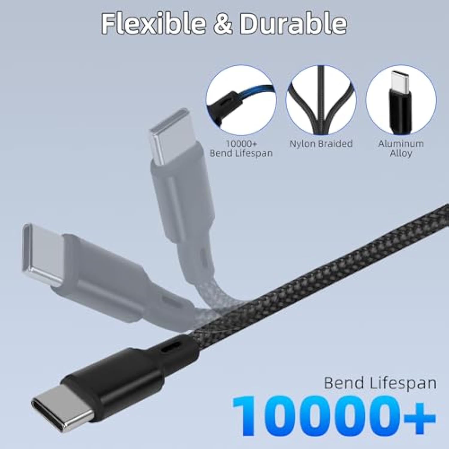 Usb C Splitter Cable,Usb C Male To 3 Type-C Male Charge Cable,3 In 1 Nylon Bra