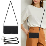For Iphone 13 Pro Phone Wallet Case With Card Holder, Crossbody Strap Shoulder Lanyard, Zipper Pocket Pu Leather Case, 6.1" Black