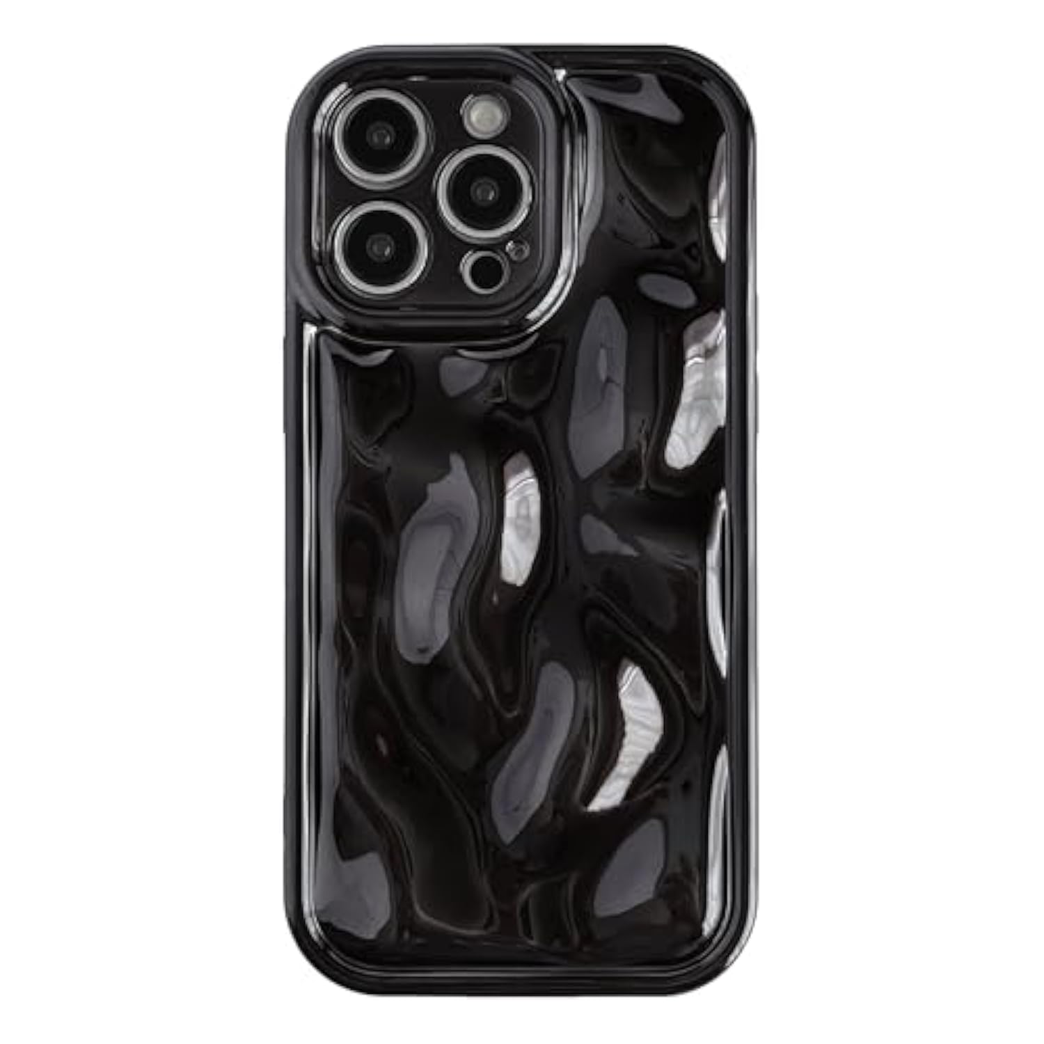 For Iphone 16 Pro Case,Water Ripple Wave Meteorite Bubble Chrome Plating Soft Phone Case (Light Black)