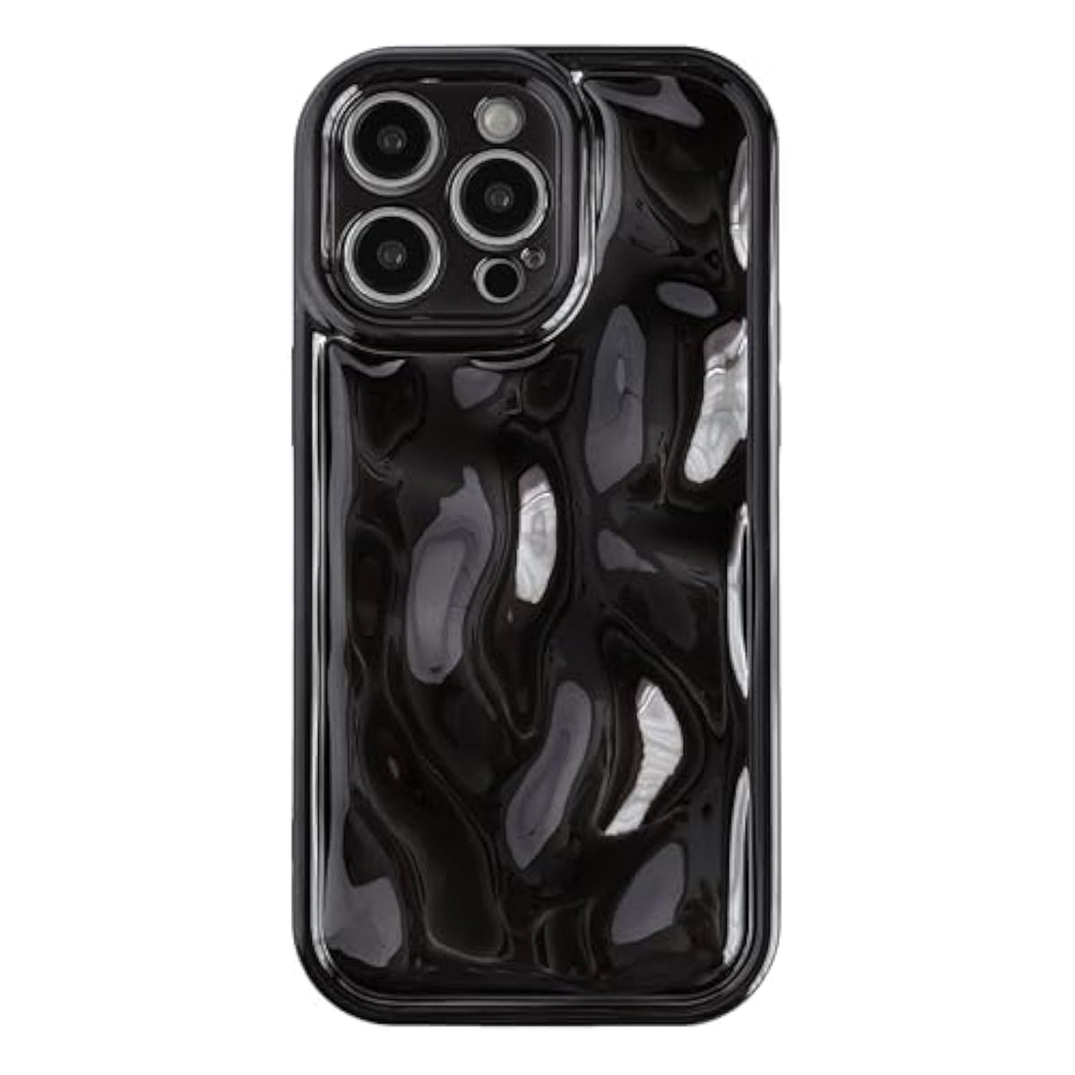 For Iphone 16 Pro Case,Water Ripple Wave Meteorite Bubble Chrome Plating Soft Phone Case (Light Black)