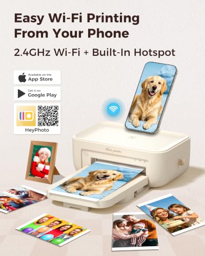 4X6 Photo Printer With 108 Sheets & 2 Ribbons - Dye Sublimation Wireless Portable Photo Printer For Iphone & Android Smartphones, Home & Travel Picture Printing, Ideal Gift, Beige