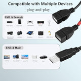 Usb Splitter 1 In 2 Out Switch, 1 Ft Usb A On/Off Switch Charger Cord, Usb 2.0 Male To Dual Female Power Cable For Data Transfer And Charging