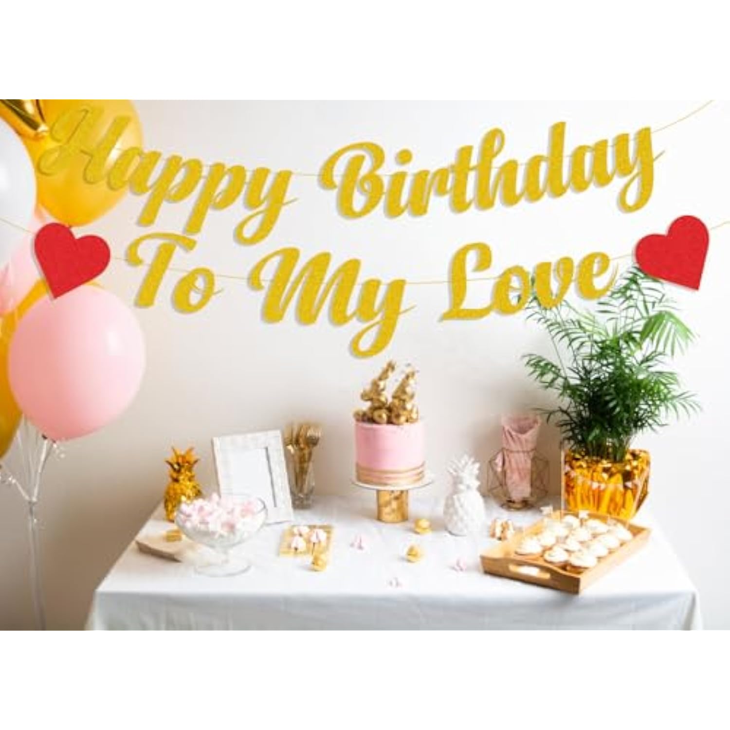 Happy Birthday To My Love Banner - Gold Happy Birthday Banner Sign Garland For Birthday Party Decoration