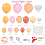 213Pcs Boho Daisy Flower Balloon Garland Arch Kit, Dusty Rose And Pink Yellow Balloon Arch, Groovy Daisy Balloon Garland For Daisy Boho Baby Shower Wedding Two Groovy Party Groovy One Party