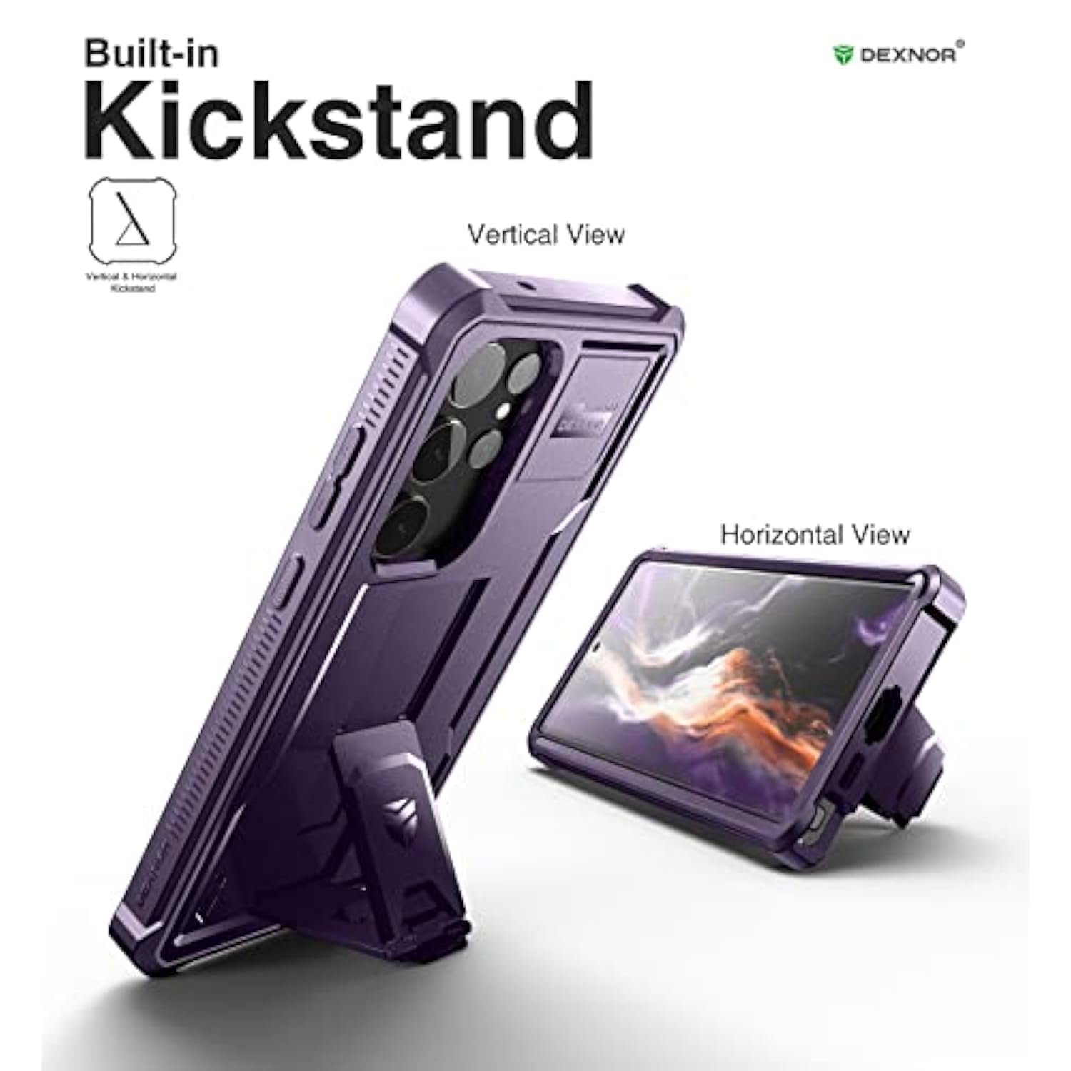 Full Body Case For Samsung Galaxy S23 Ultra 5G/6.8 Inches, [Extra Front Frame] Heavy Duty Military Protection Built-In Screen Protector And Kickstand For Samsung S23 Ultra 5G,Phantom Purple