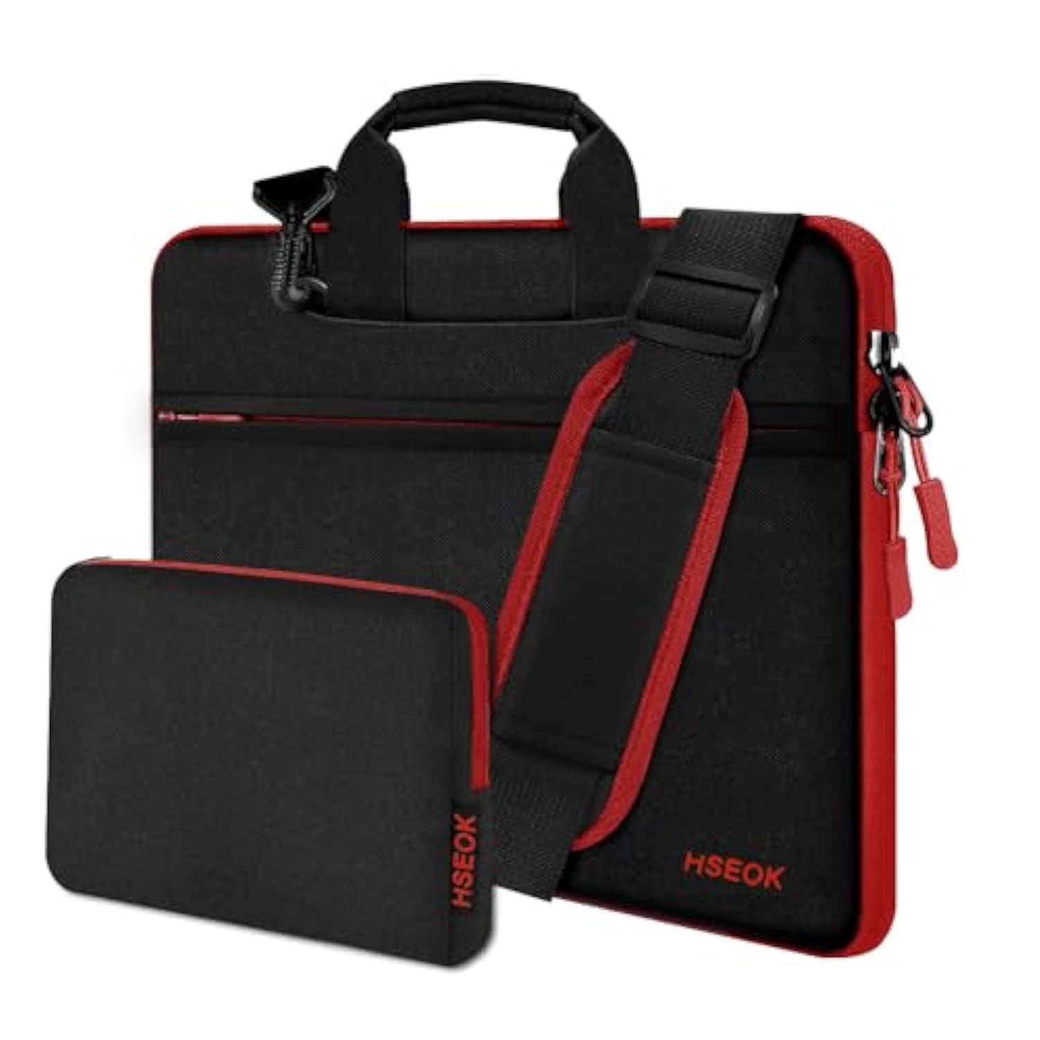 Slim Laptop Shoulder Bag 13-14 Inch Handbag With Small Case Compatible With Macbook Pro 14" M4/M3/M2/M1 2025-2021, 13.3" Mac Air/Pro, Xps 13/14 And Most 13"-14" Notebooks,Red Zipper