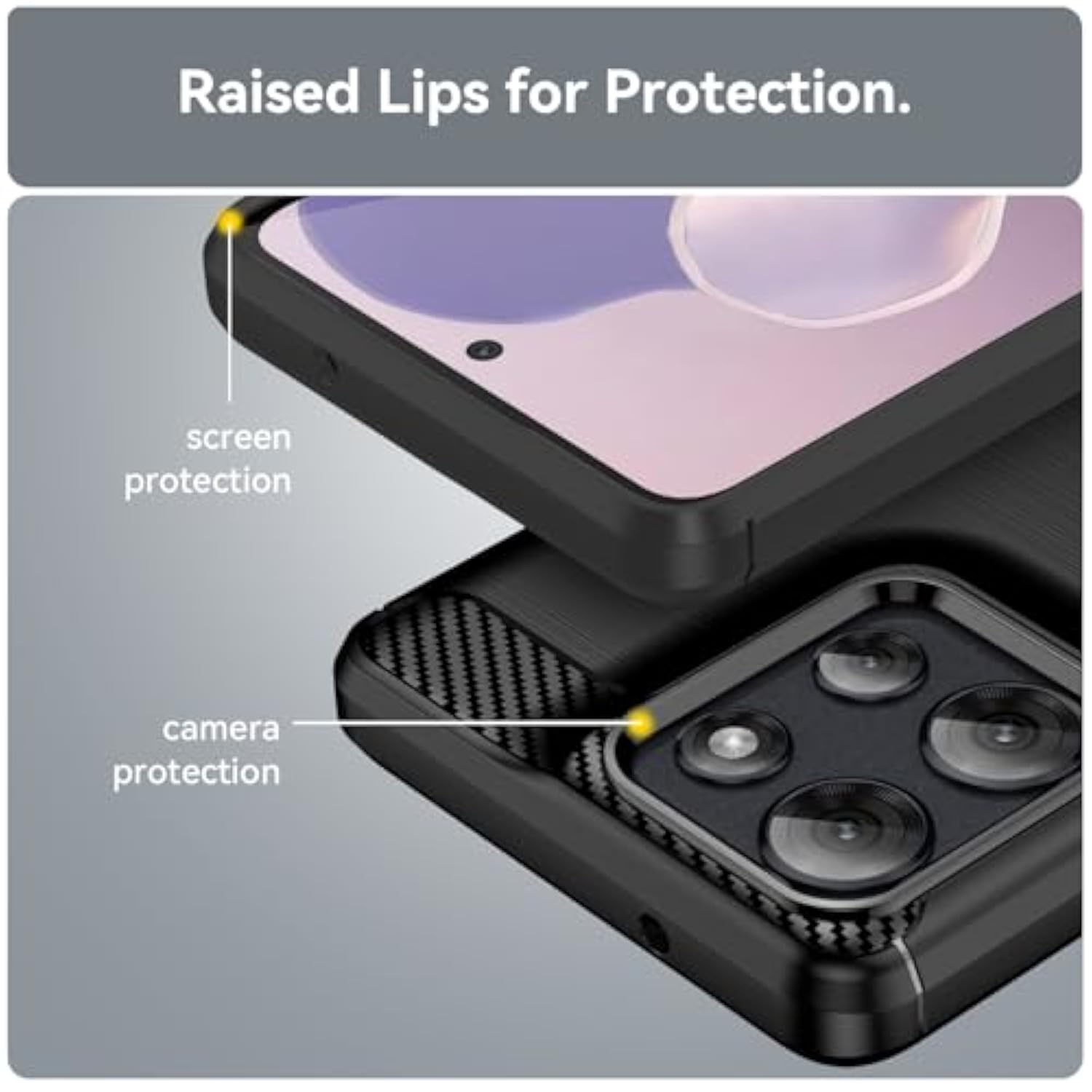 For Moto G Power 2025 Case: With Screen Protector Shockabsorption Flexible Tpu Rubber Protective Cover For Moto G Power 5G 2025 Phone Case(Black)
