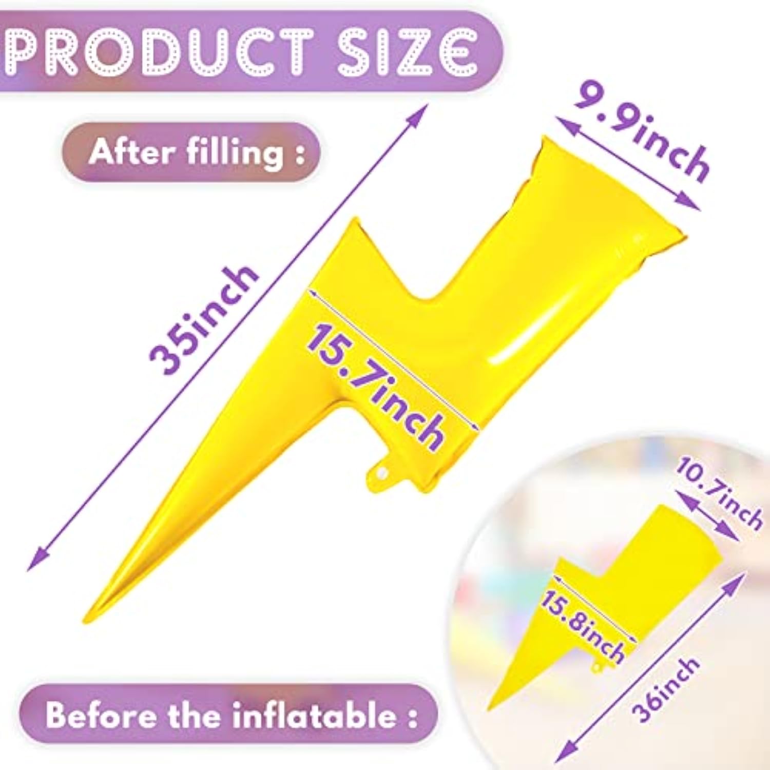 8 Pieces 36 Inch Yellow Lightning Bolt Balloons Large Flash Foil Party Balloons For Birthday, Wedding, Baby Shower Decorations