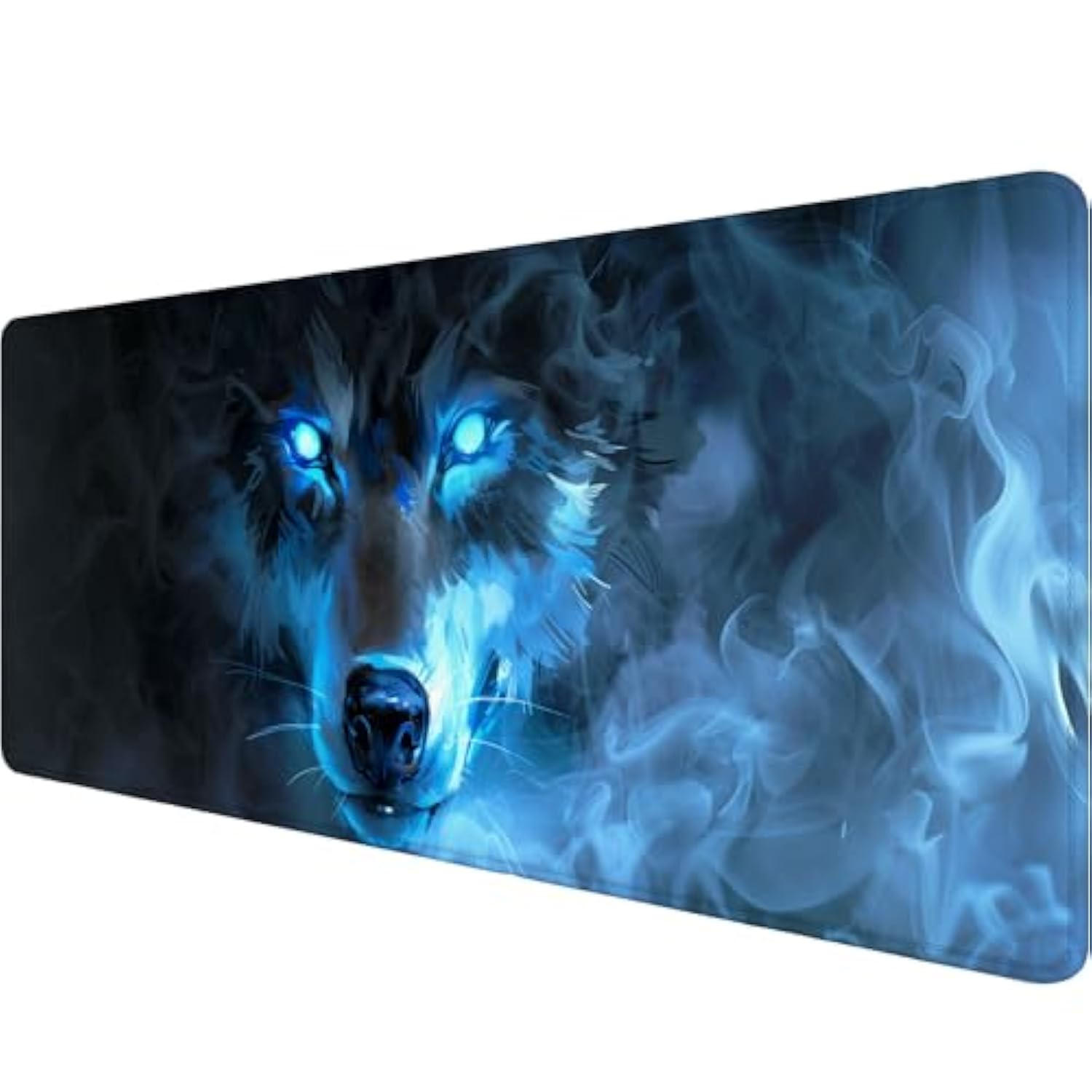 Wolf Gaming Mouse Pad Misty Wolf Blue Eye Cool Animal Xl Mouse Pad Large Mousepad Extended Laptop Keyboard Mat Gaming Desk Pad Mouse Mat 31.5"X11.8" Office Computer Keyboard Laptop Home